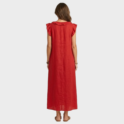 Larisa – Lanena maxi haljina s Volanima