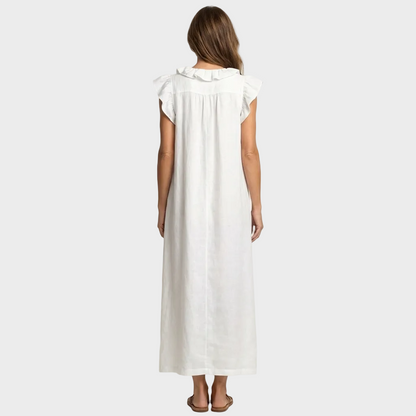 Larisa – Lanena maxi haljina s Volanima