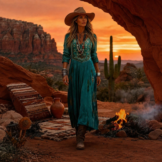 Jasna – Tirkizna Boho maxi haljina