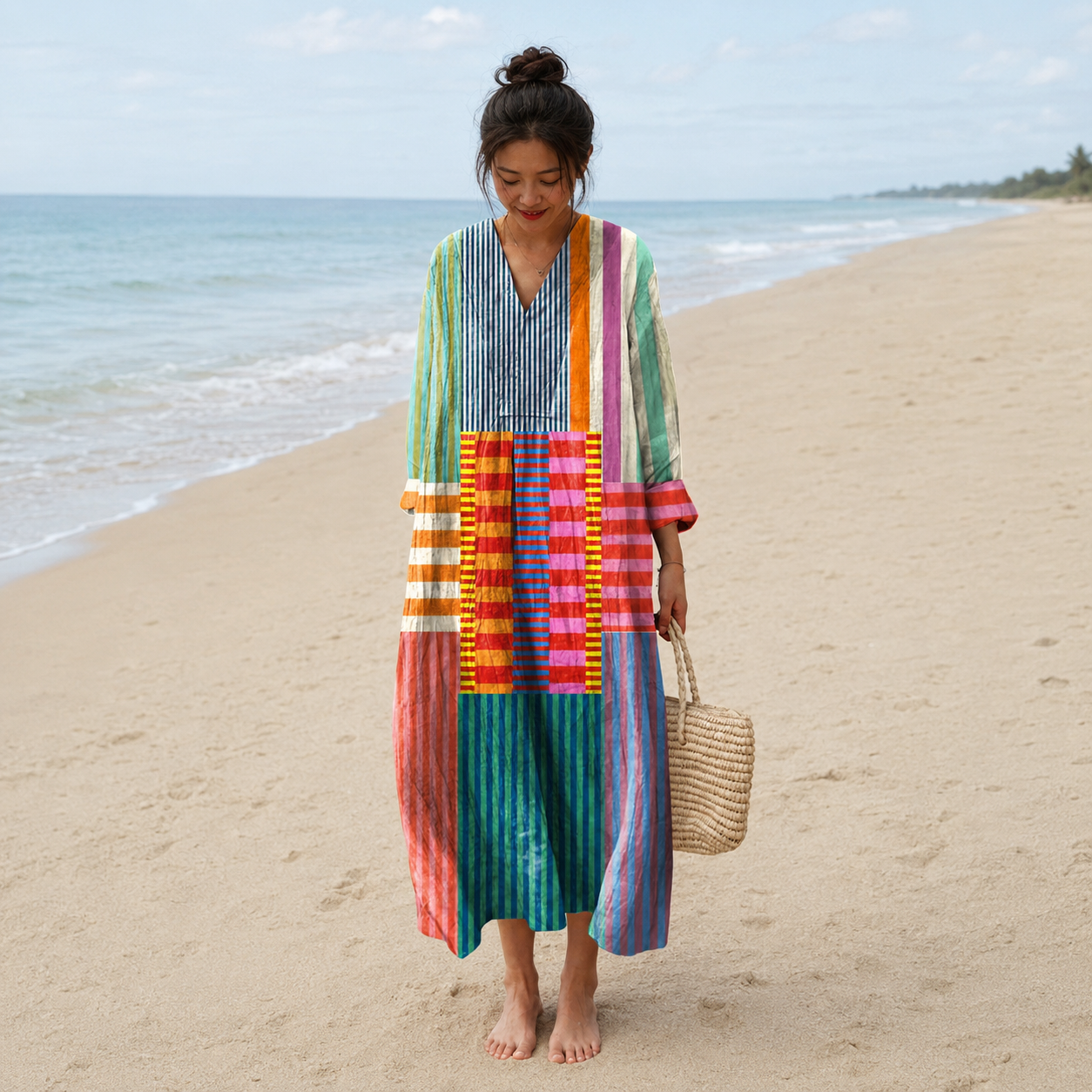 Kaja – Šarena Patchwork midi haljina