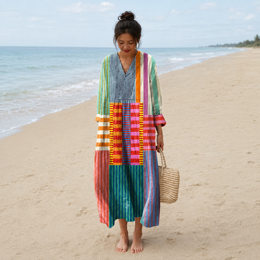 Kaja – Šarena Patchwork midi haljina