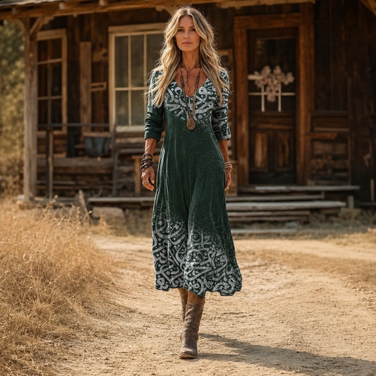 Maja – Ležerna Zelena Boho maxi haljina