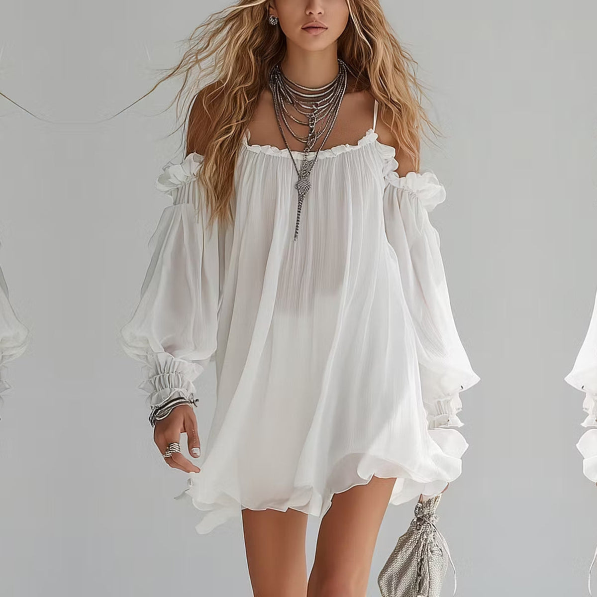 Marija – Lepršava Boho Mini Haljina – slika 1