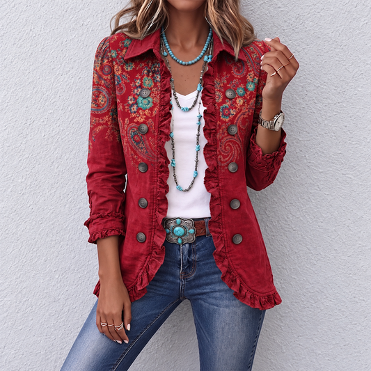 Marija – Paisley Jakna S Volanima – Crvena