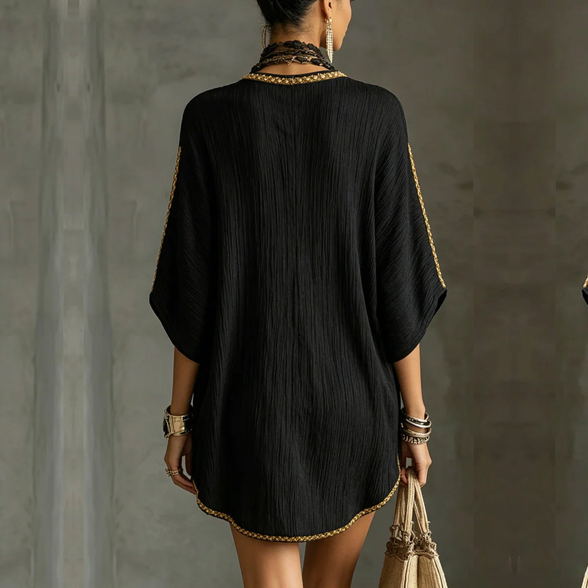 Marta – Crna Kaftan Mini Haljina 6