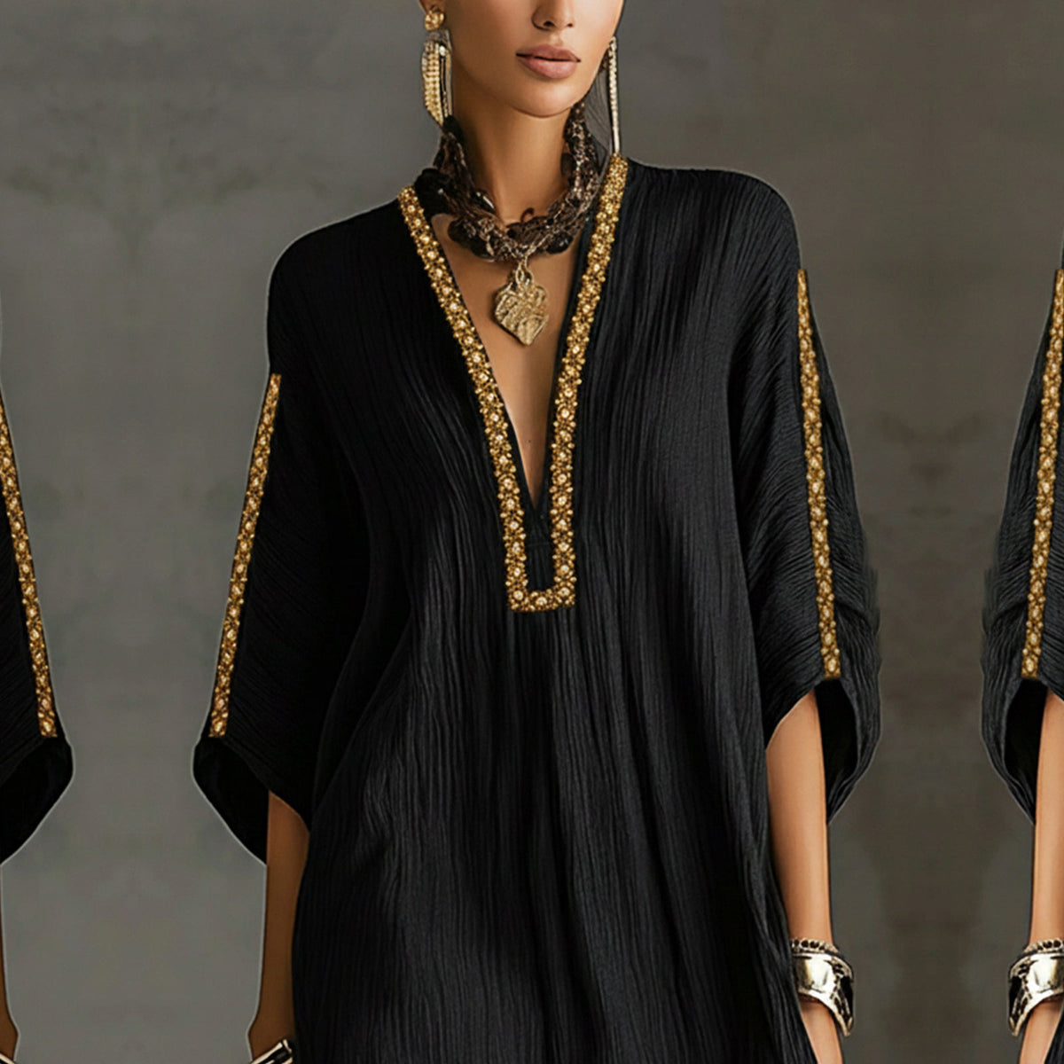 Marta – Crna Kaftan Mini Haljina 7