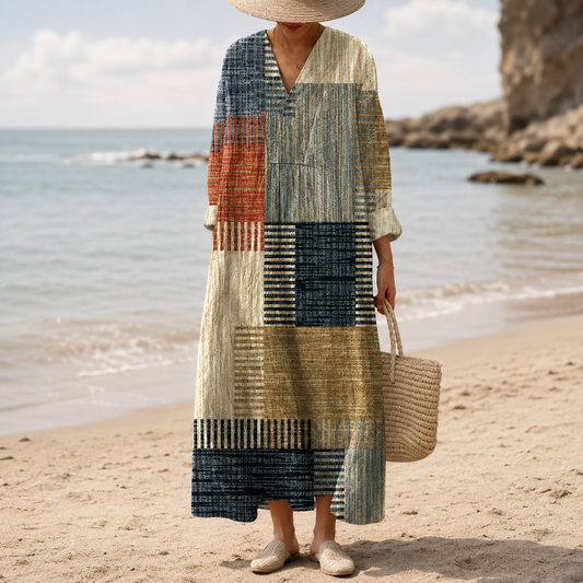 Mojca – Umjetnička Patchwork midi haljina