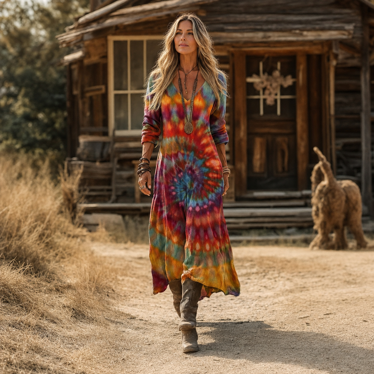 Nika – Višebojna Boho maxi haljina