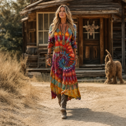 Nika – Višebojna Boho maxi haljina