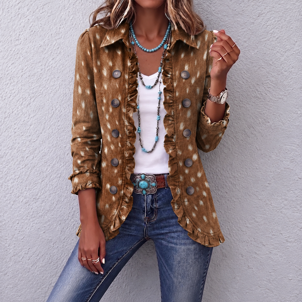 Nina – Boho Jakna S Uzorkom – prednja strana