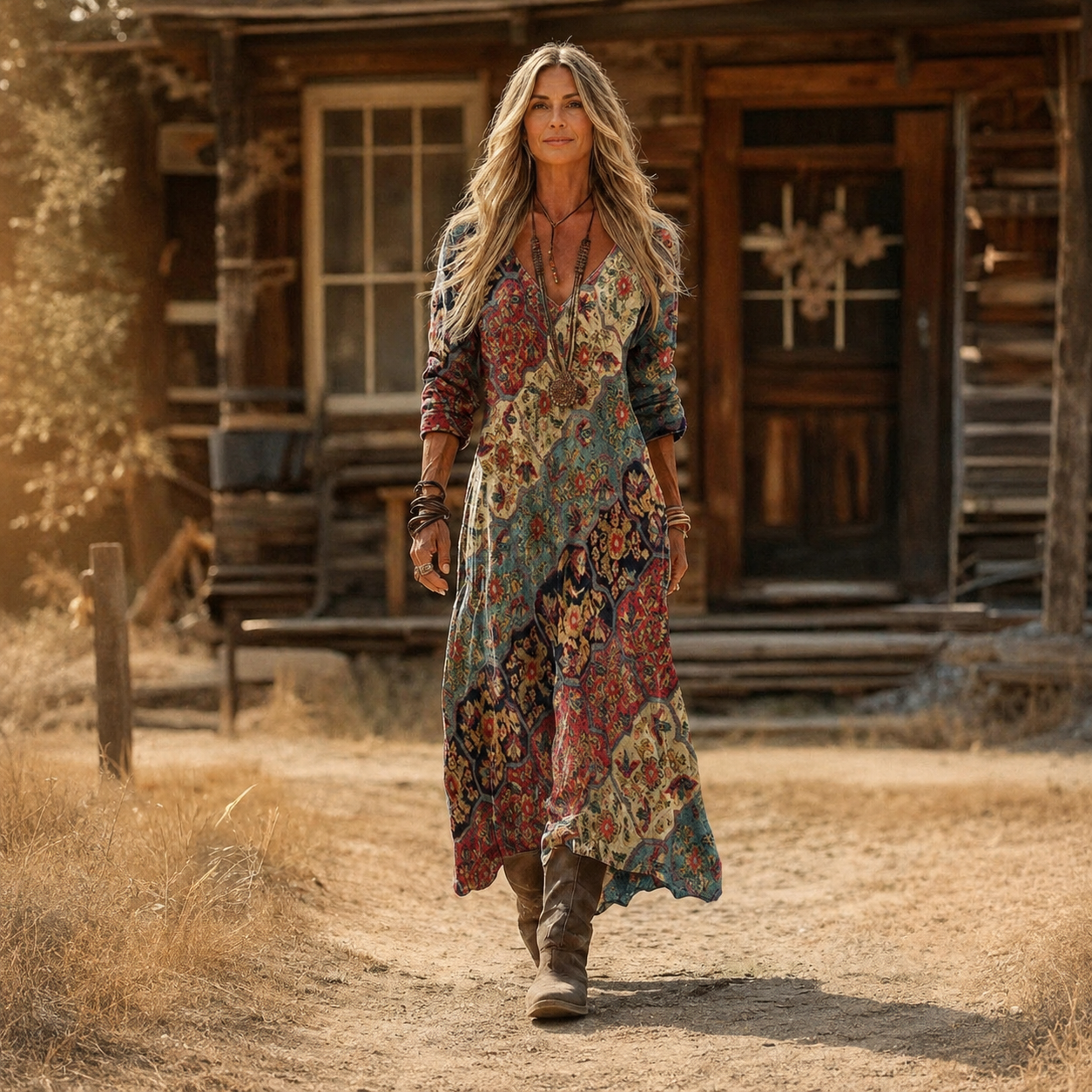 Sonja – Višebojna Cvjetna Boho maxi haljina
