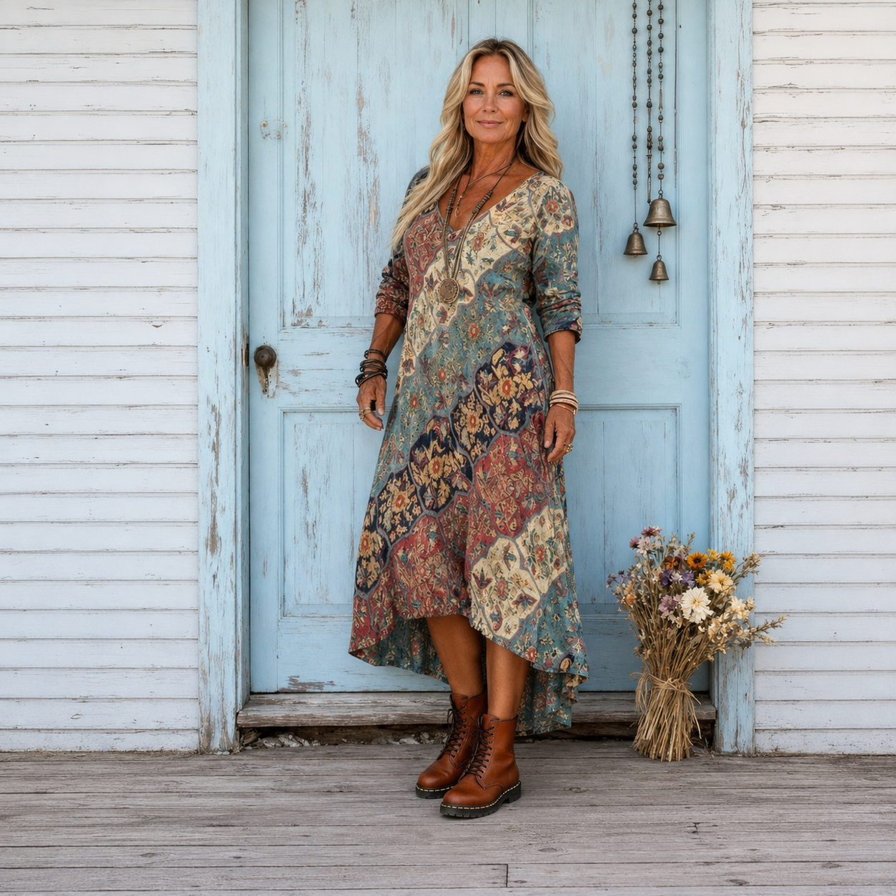 Sonja – Višebojna Cvjetna Boho maxi haljina